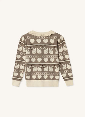 Fliink - Lovely Swans Organische Baumwollpullover | Creme