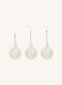 Broste Copenhagen - Glas gewundene Weihnachtsdekorationen - 3er Set | Weiß