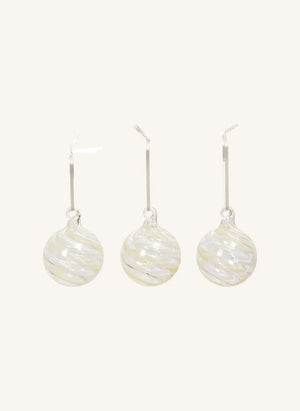 Broste Copenhagen - Glas gewundene Weihnachtsdekorationen - 3er Set | Weiß