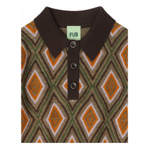 FUB - Harlequin Merinos yünlü polo tişört | Kahverengi
