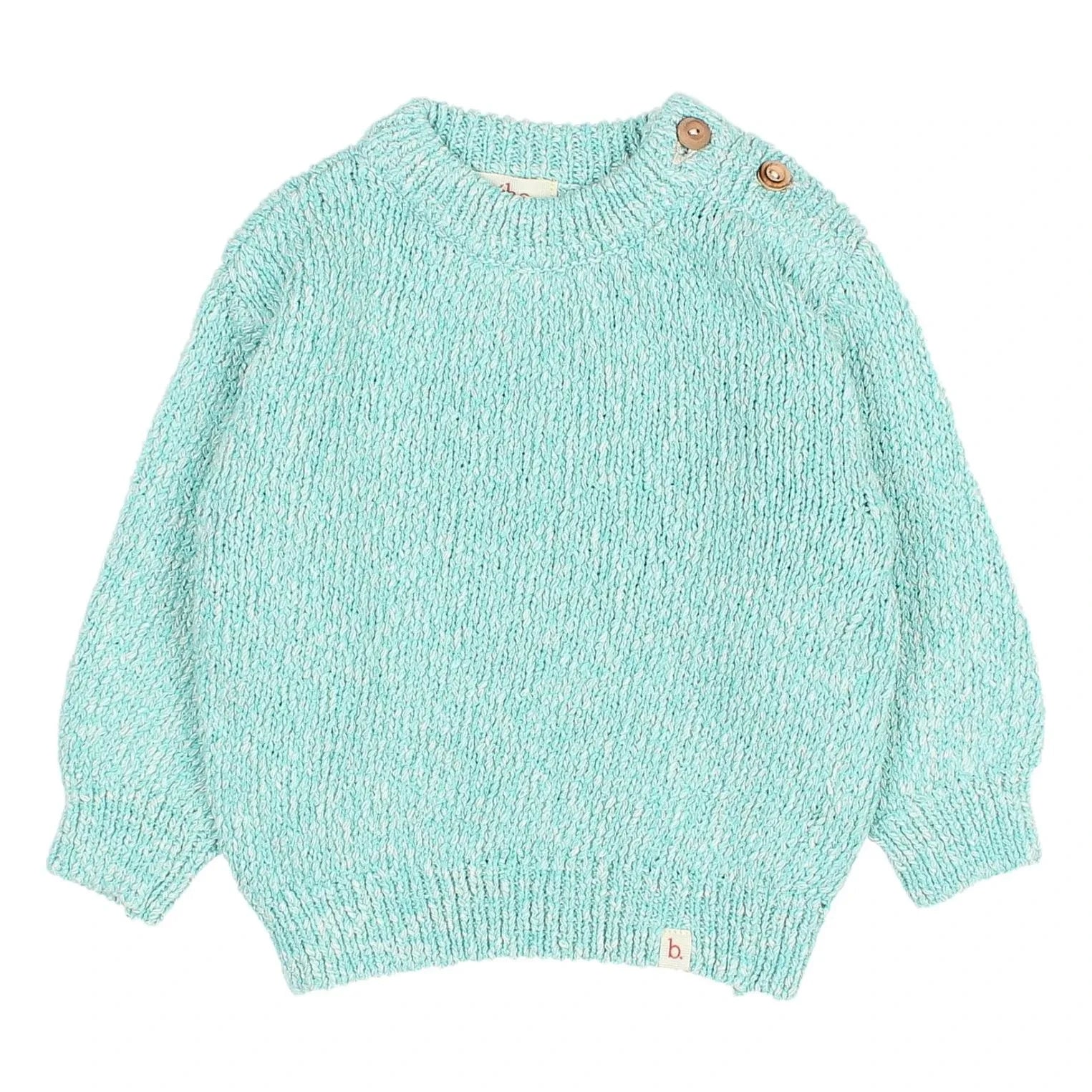 Búho - Aqua Chiné Bio-Baumwoll-Babypullover