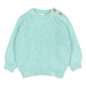 Búho - Aqua Chiné Bio-Baumwoll-Babypullover