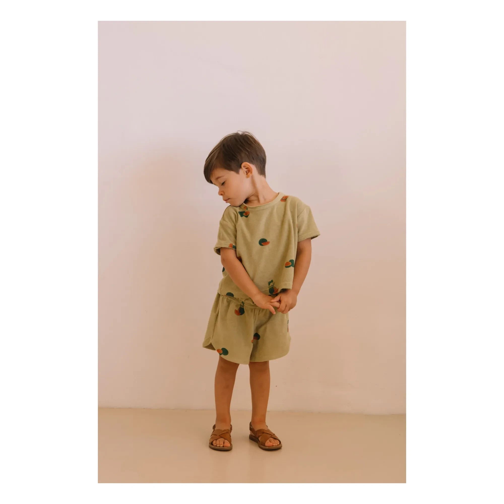 Studio Bohème - Essential Watermelon Bio-Baumwolle Frottee T-Shirt | Khaki