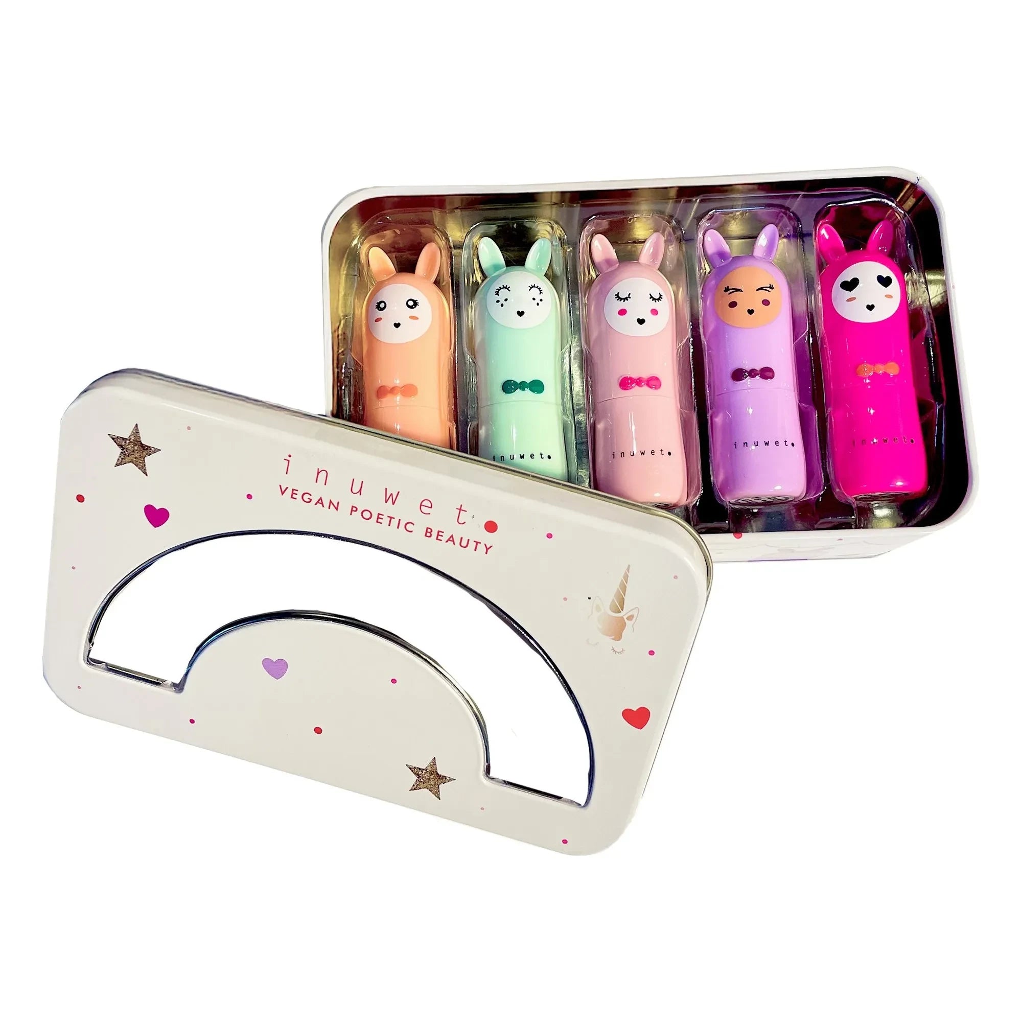 Inuwet - Metall-Regenbogen-Deluxe-Lippenbalsam - 5er-Set