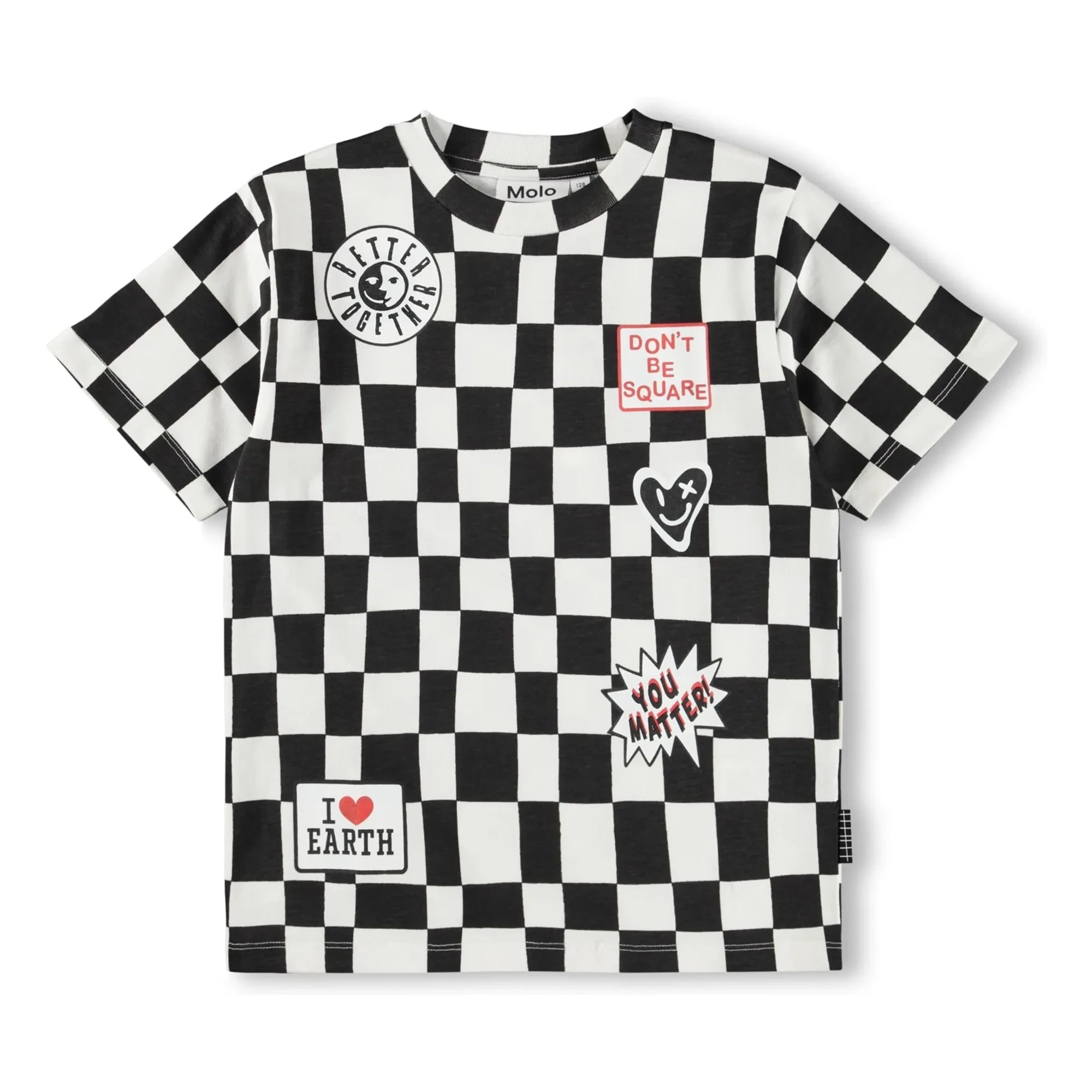 Molo - Riley Damier T-Shirt aus Bio-Baumwolle | Schwarz