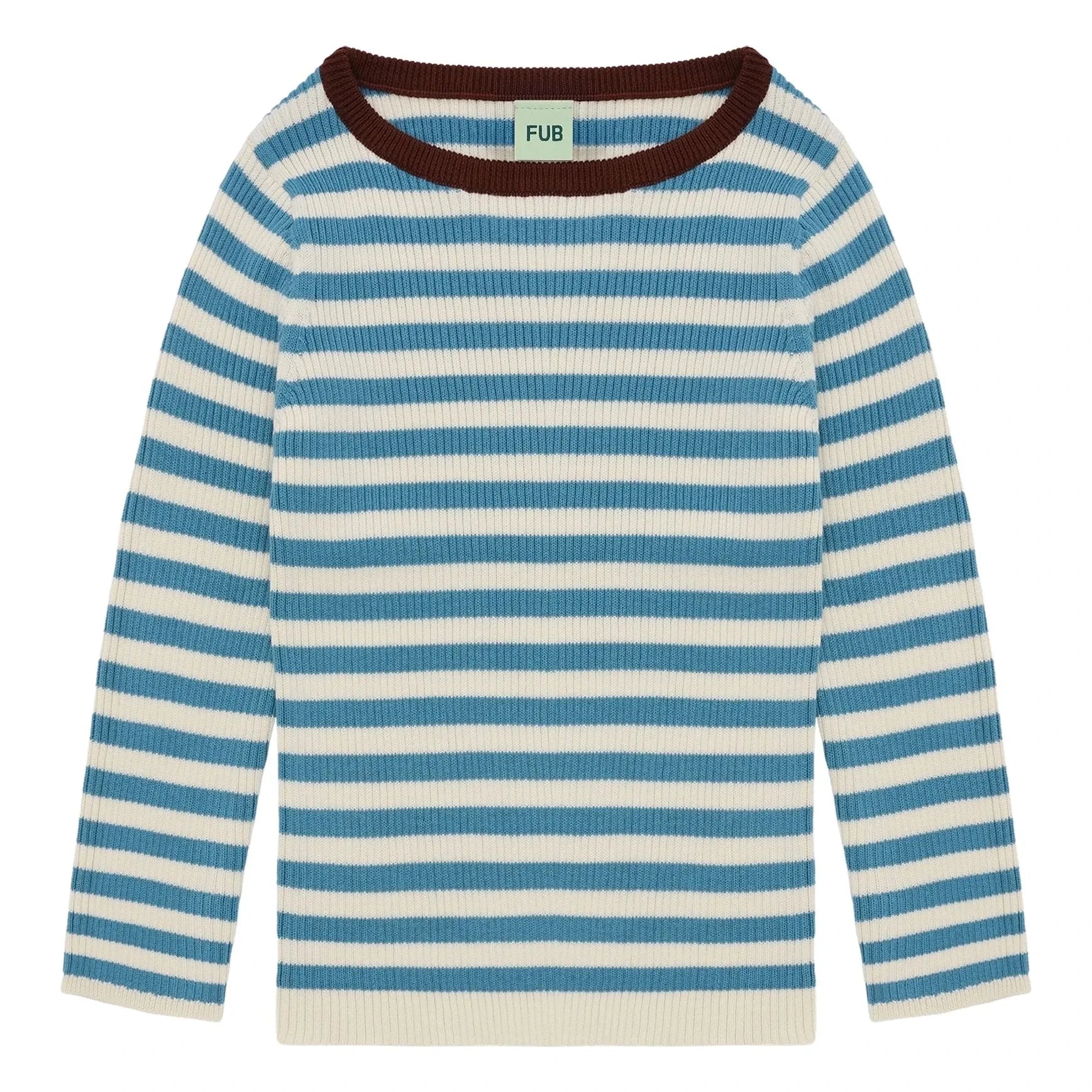 FUB - Dünner Bio-Baumwoll-Rippstrickpullover | Azurblau