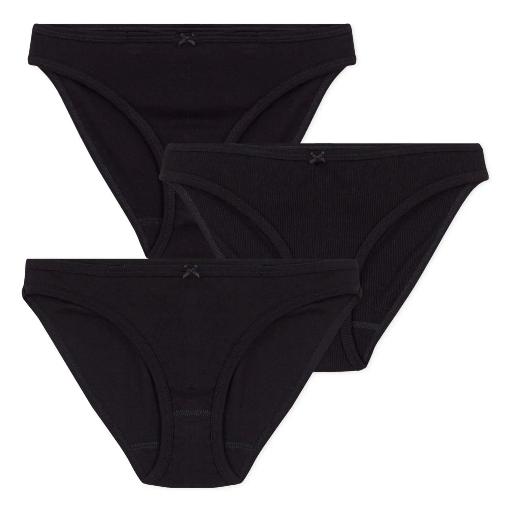Petit Bateau – Packung mit 3 Slips aus Bio-Baumwolle | Schwarz