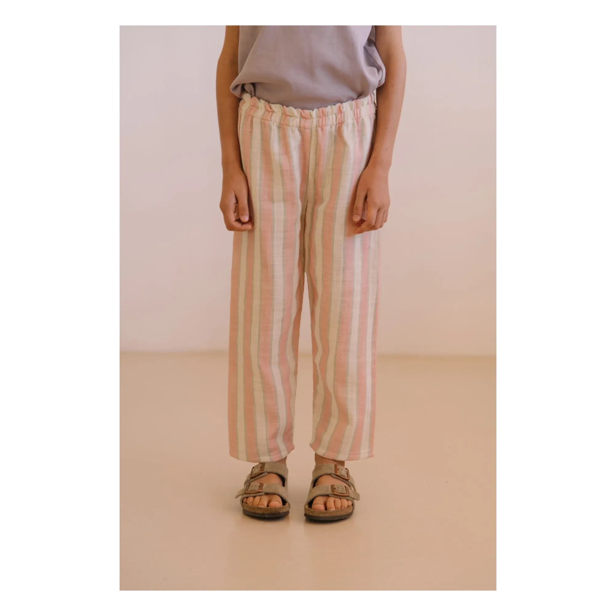Studio Bohème - Gazehose aus Bio-Baumwolle mit Cousin-Streifen | Rosa