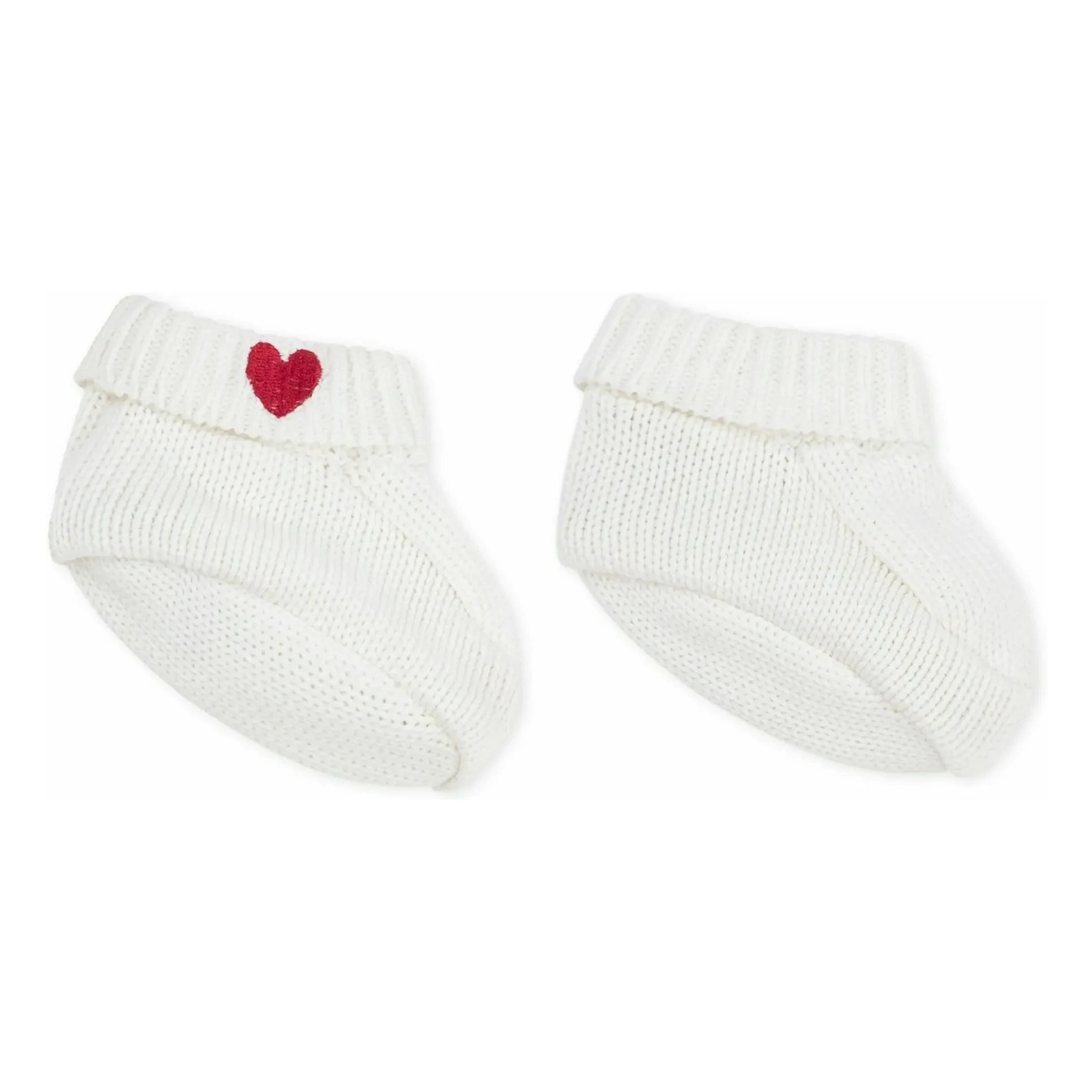 Petit Bateau - Pantoffeln aus Bio-Baumwolle mit Herzmuster | Weiß
