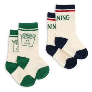Konges Sløjd - Set aus 2 Paar Pommes-Frites-Socken | Ecru