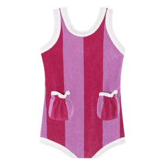 My First Cantê - Rosa Gestreifter Frottee-Overall
