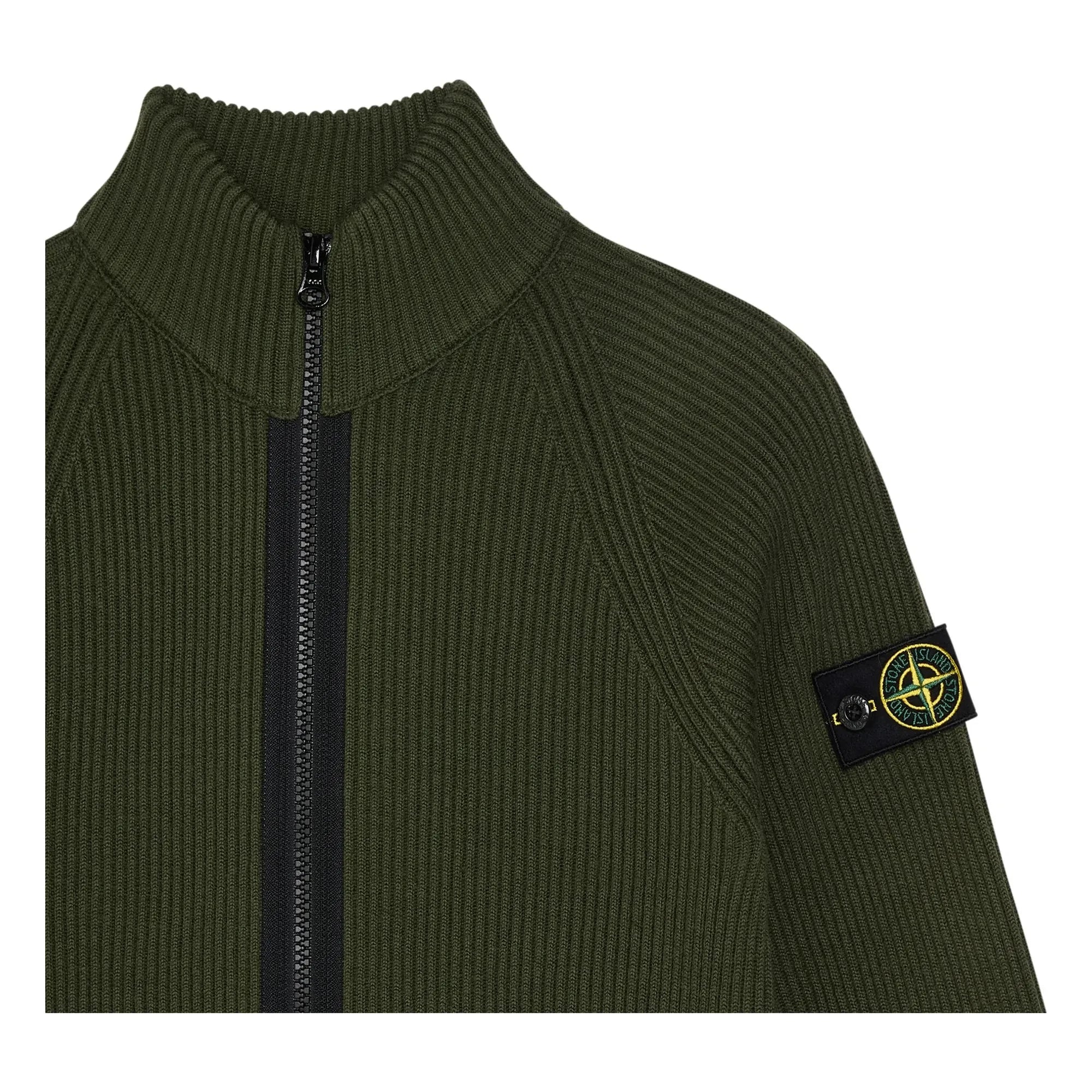 Stone Island - Weste mit Reißverschluss und Woll-Logo | Khaki