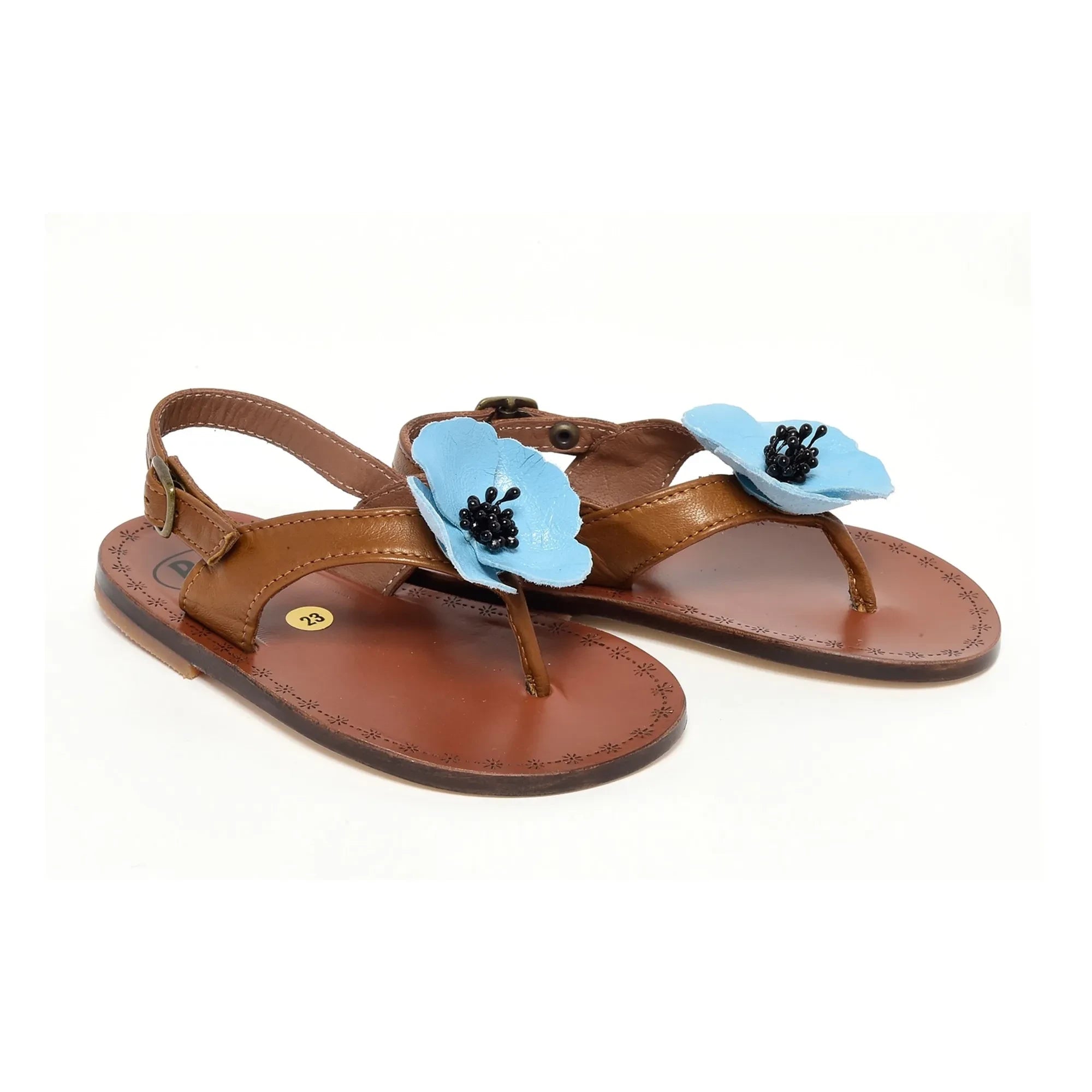 Pèpè - Sandalen mit Blumen | Cognac