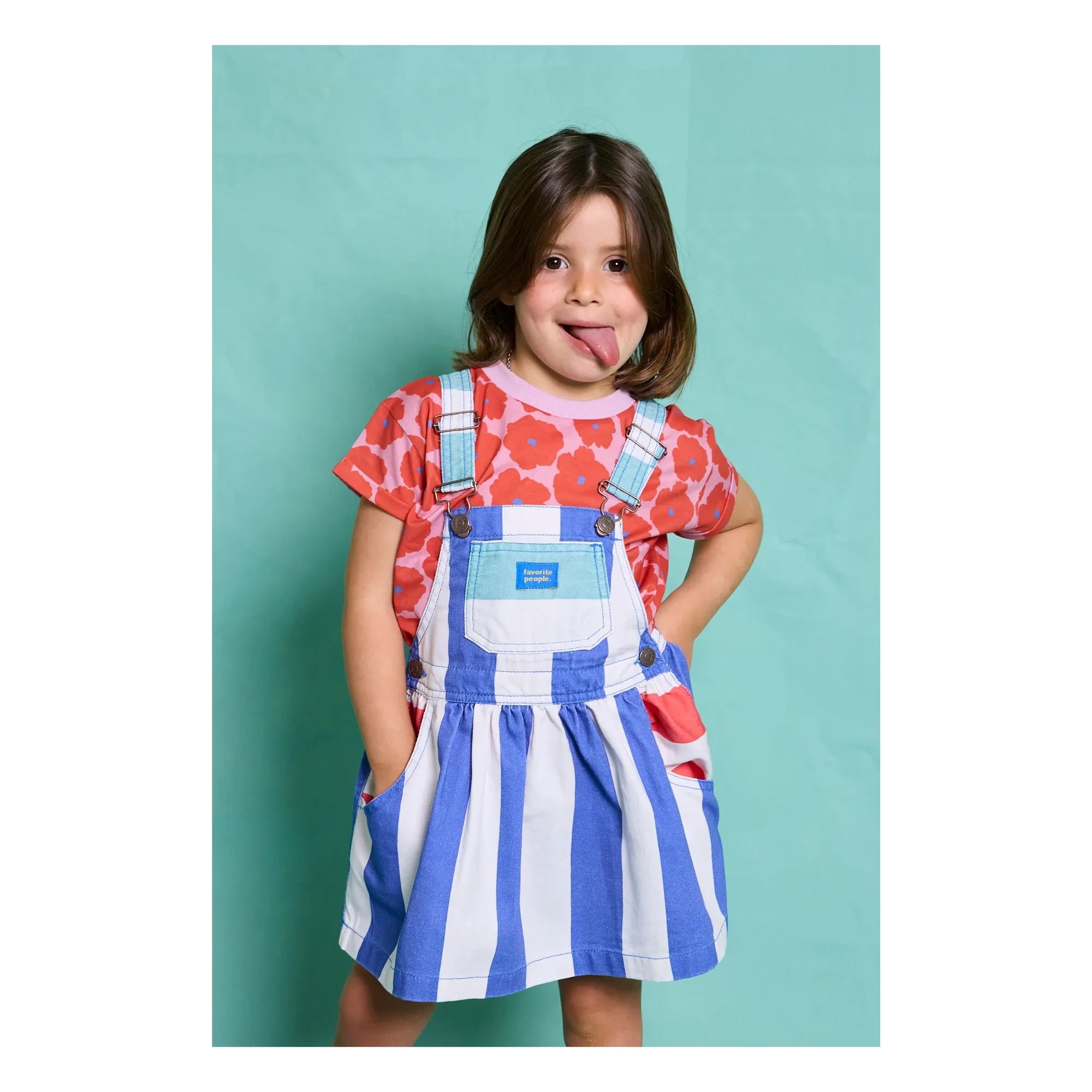 Favorite People - Blau gestreifter Capri-Jumpsuit