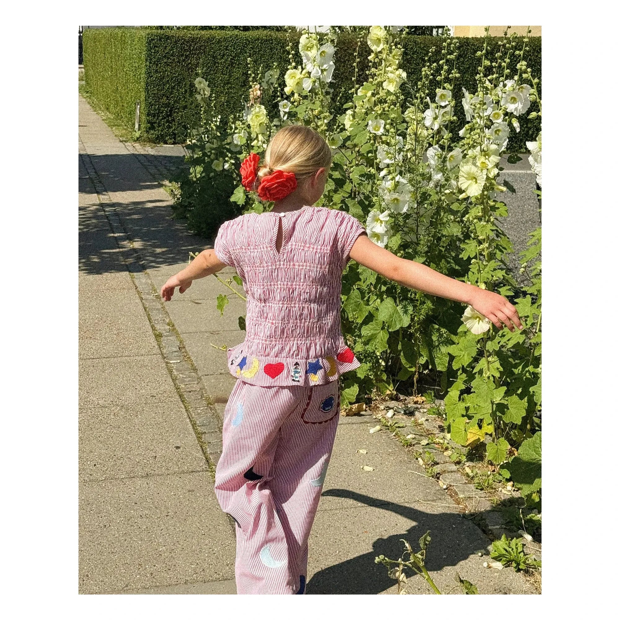 SISSEL EDELBO - Gestreiftes Top Smocké Sol - Kinderkollektion | Rot