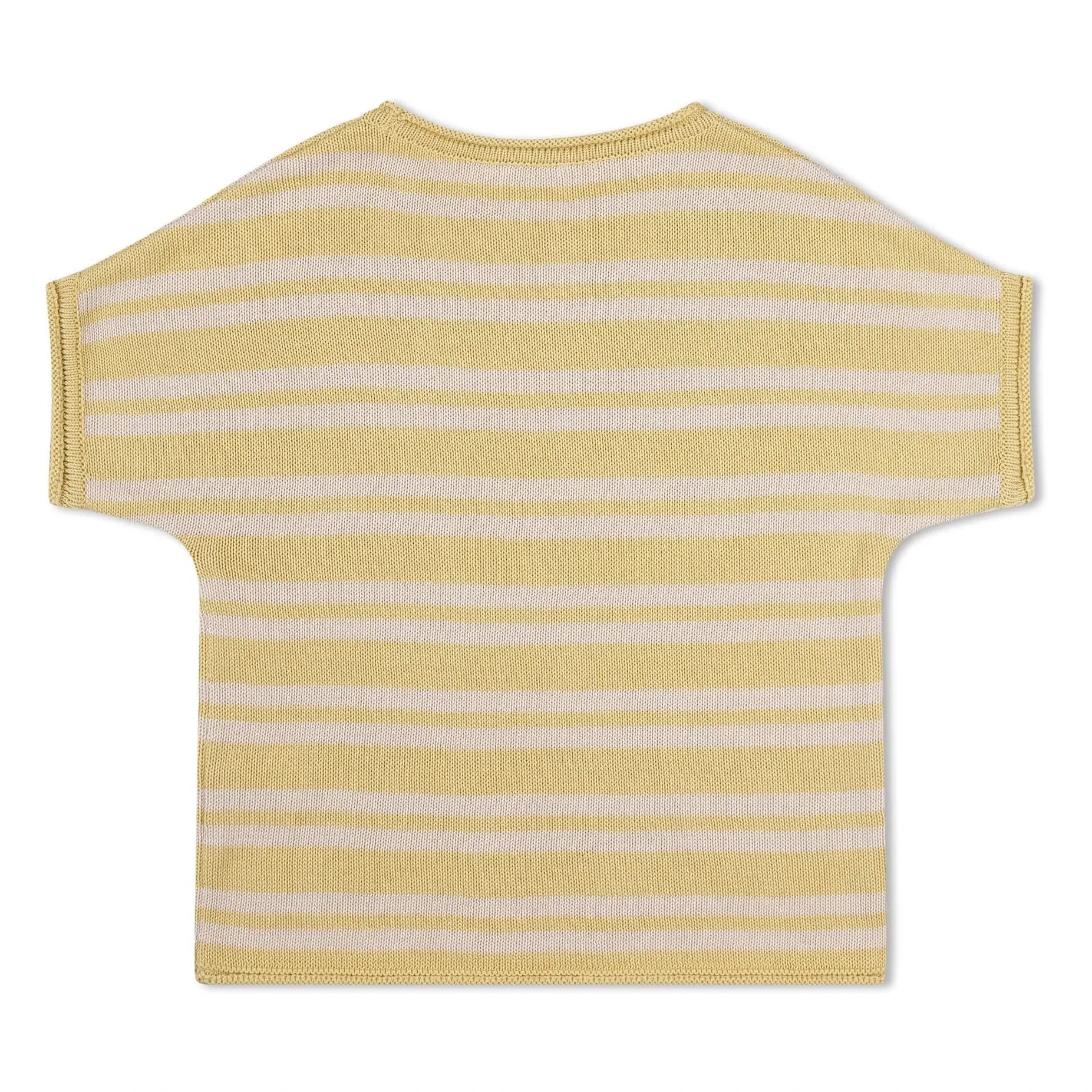 Matona - Gestreiftes Organisches Baumwoll-Feinstrick-T-Shirt | Blassgelb