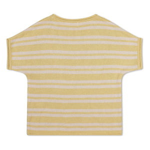 Matona - Gestreiftes Organisches Baumwoll-Feinstrick-T-Shirt | Blassgelb