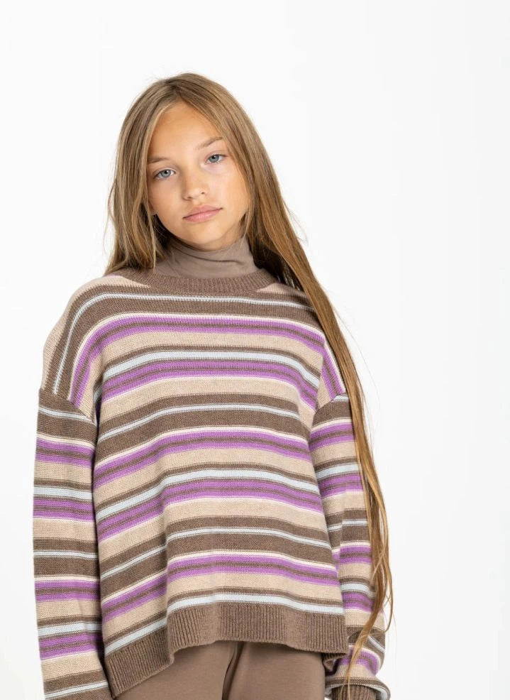Smallable Kid - Shelly Gestreifter Wollpullover | Rosa
