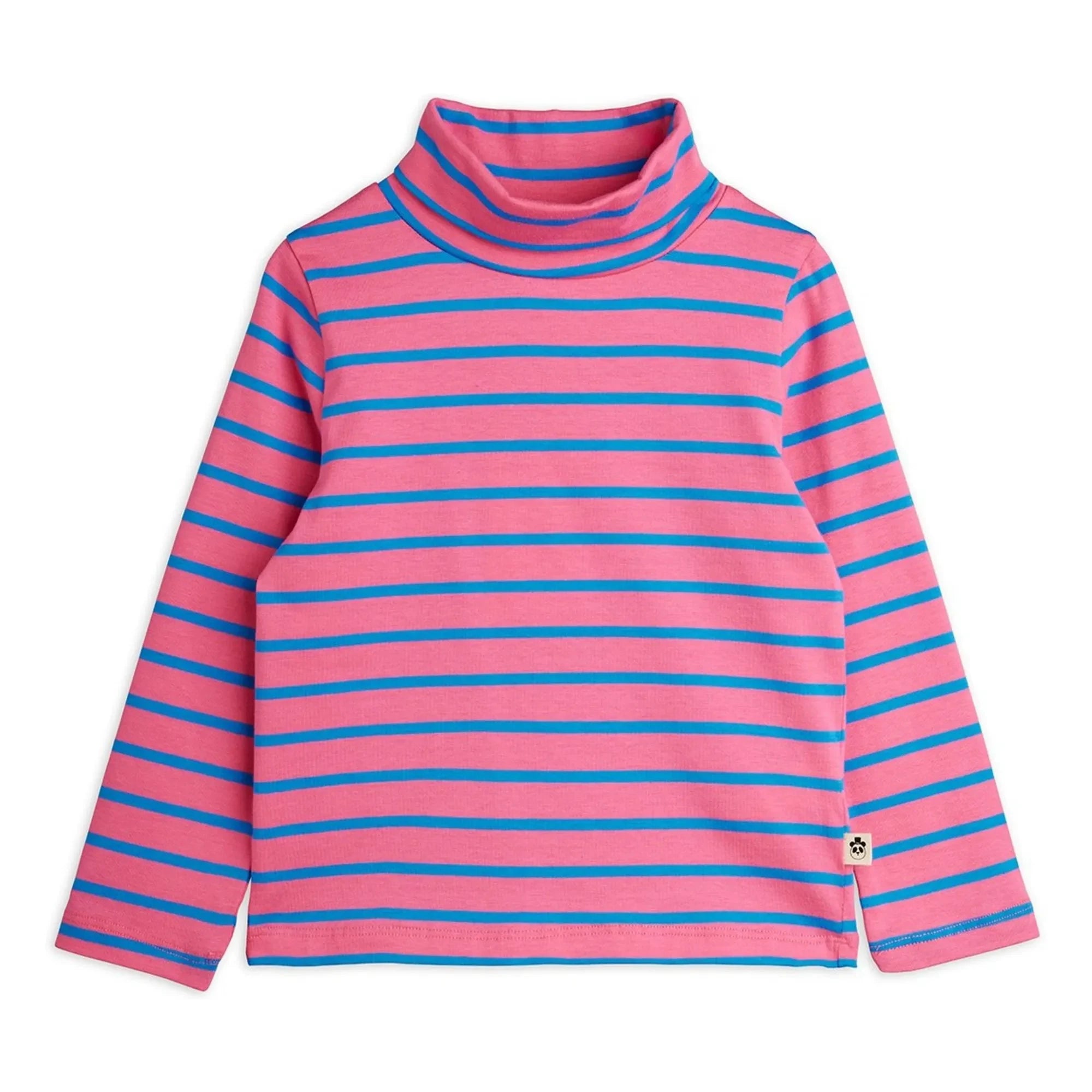 Mini Rodini - Gestreifter Rollkragenpullover aus Bio-Baumwolle | Rosa