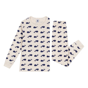 Petit Bateau – Schlafanzug Bordeaux Bio-Baumwolle | Beige