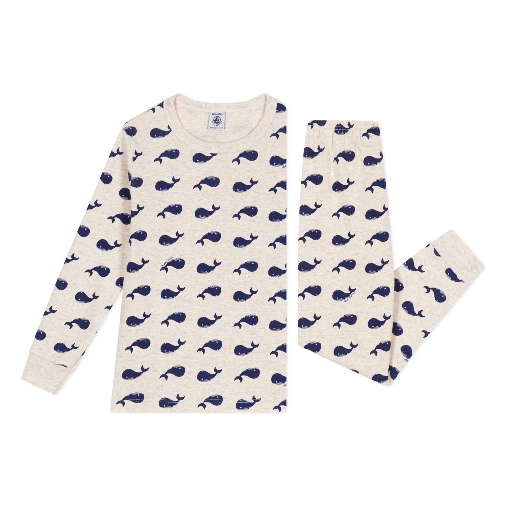 Petit Bateau – Schlafanzug Bordeaux Bio-Baumwolle | Beige