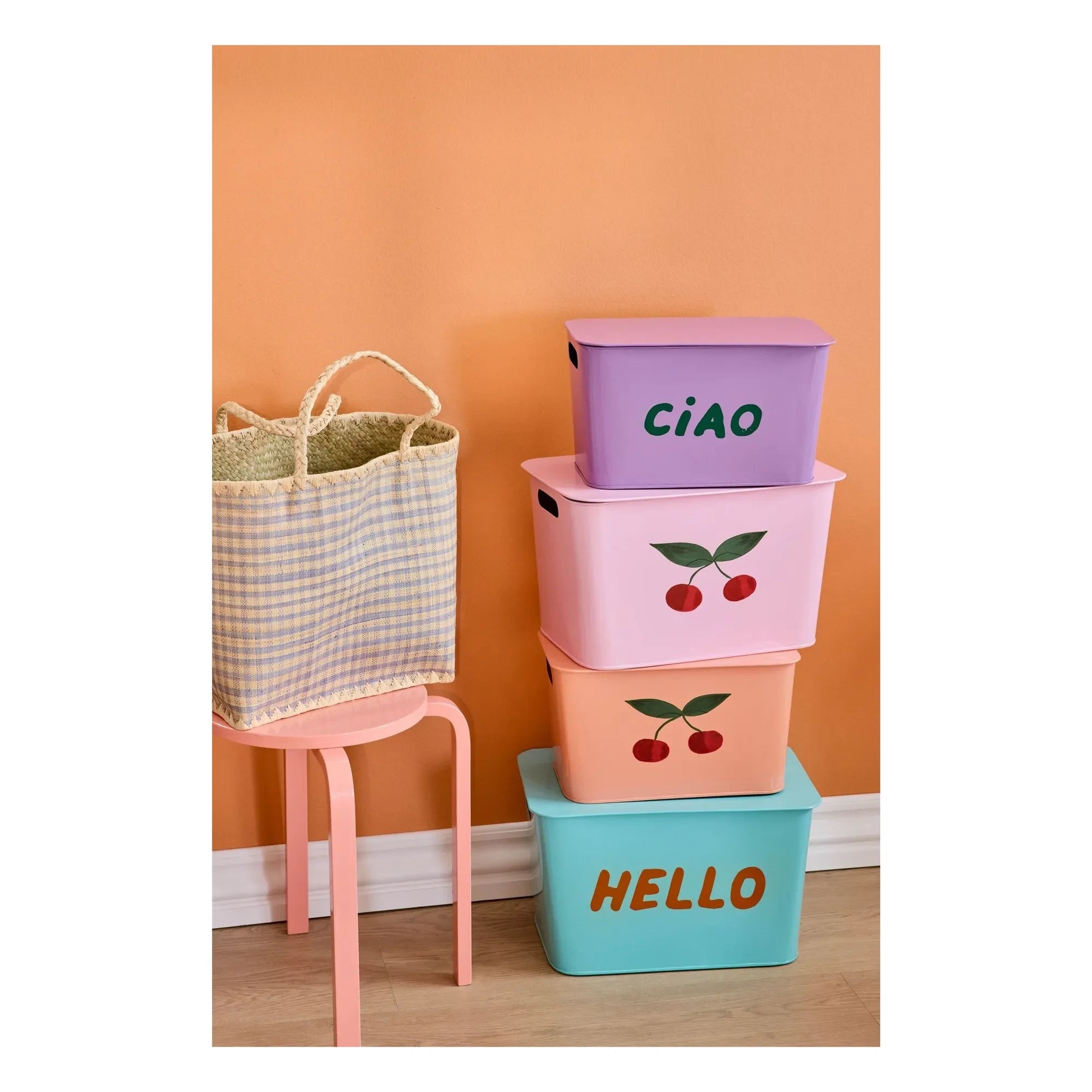 Rice - Wandmontierte Aufbewahrungsboxen - 2er Set | Rosa