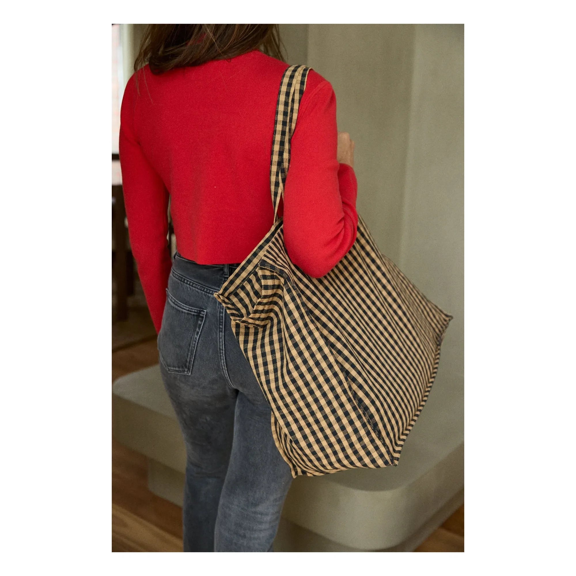 Gabrielle Paris - Vichy Wochenendtasche | Kaffee