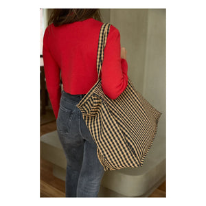 Gabrielle Paris - Vichy Wochenendtasche | Kaffee