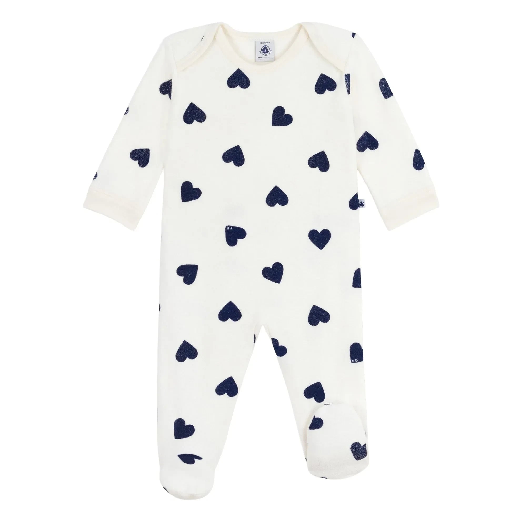 Petit Bateau - Schlaf gut Herzen PB Pyjama | Ecru