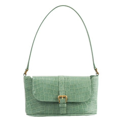 BY FAR - Miranda Baguette Kroko-Leder Tasche | Mintgrün