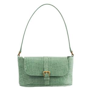 BY FAR - Miranda Baguette Kroko-Leder Tasche | Mintgrün
