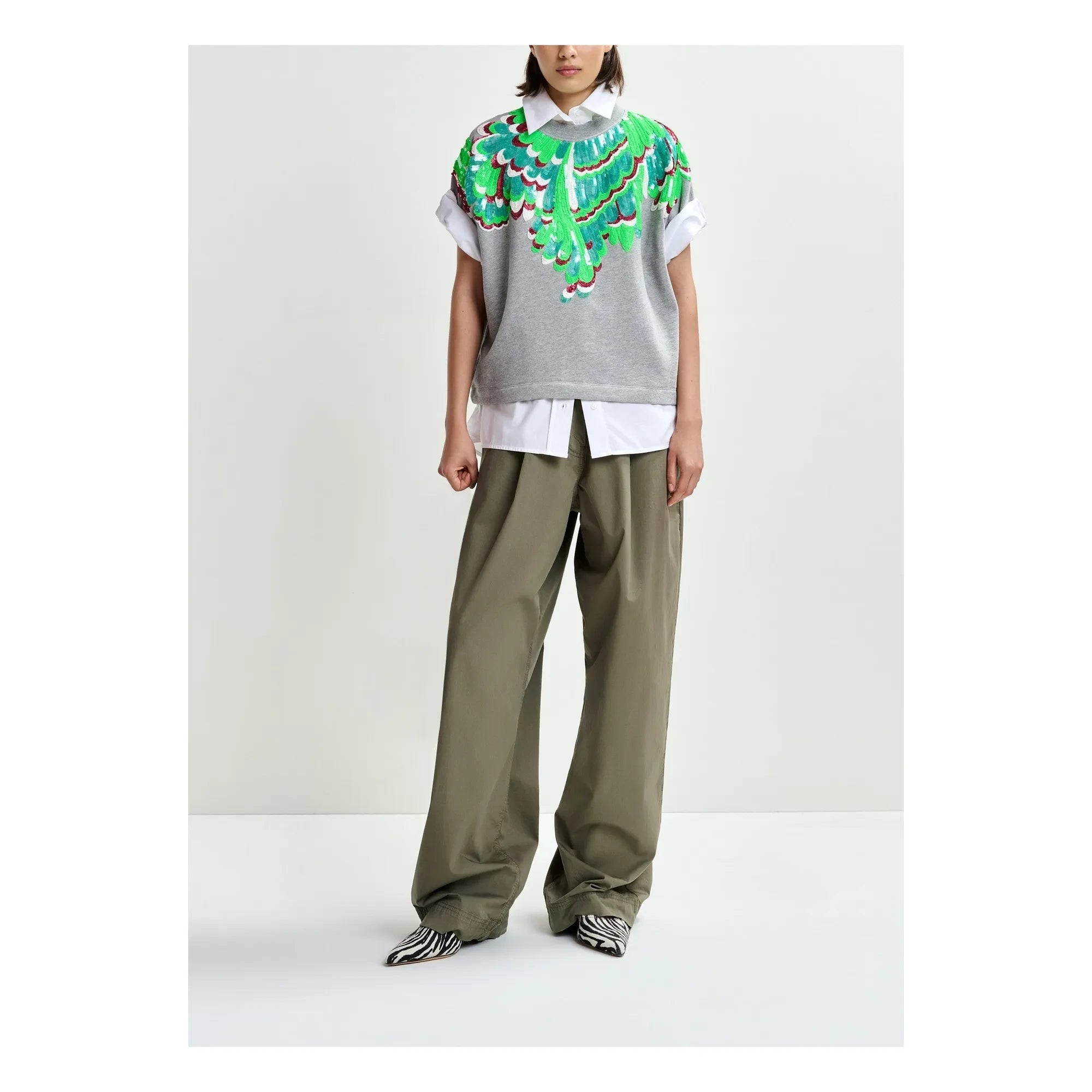 Essentiel Antwerp - Sweatshirt Jolies Stickereien | Grün