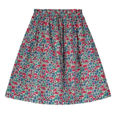 Tangerine - Midi-Rock mit Blumenmuster und elastischem Bund | Himbeerrot