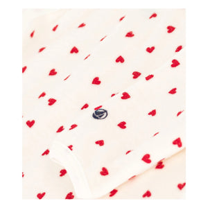 Petit Bateau - Pyjama Dors Bien Herzen Samt Bio-Baumwolle | Weiß