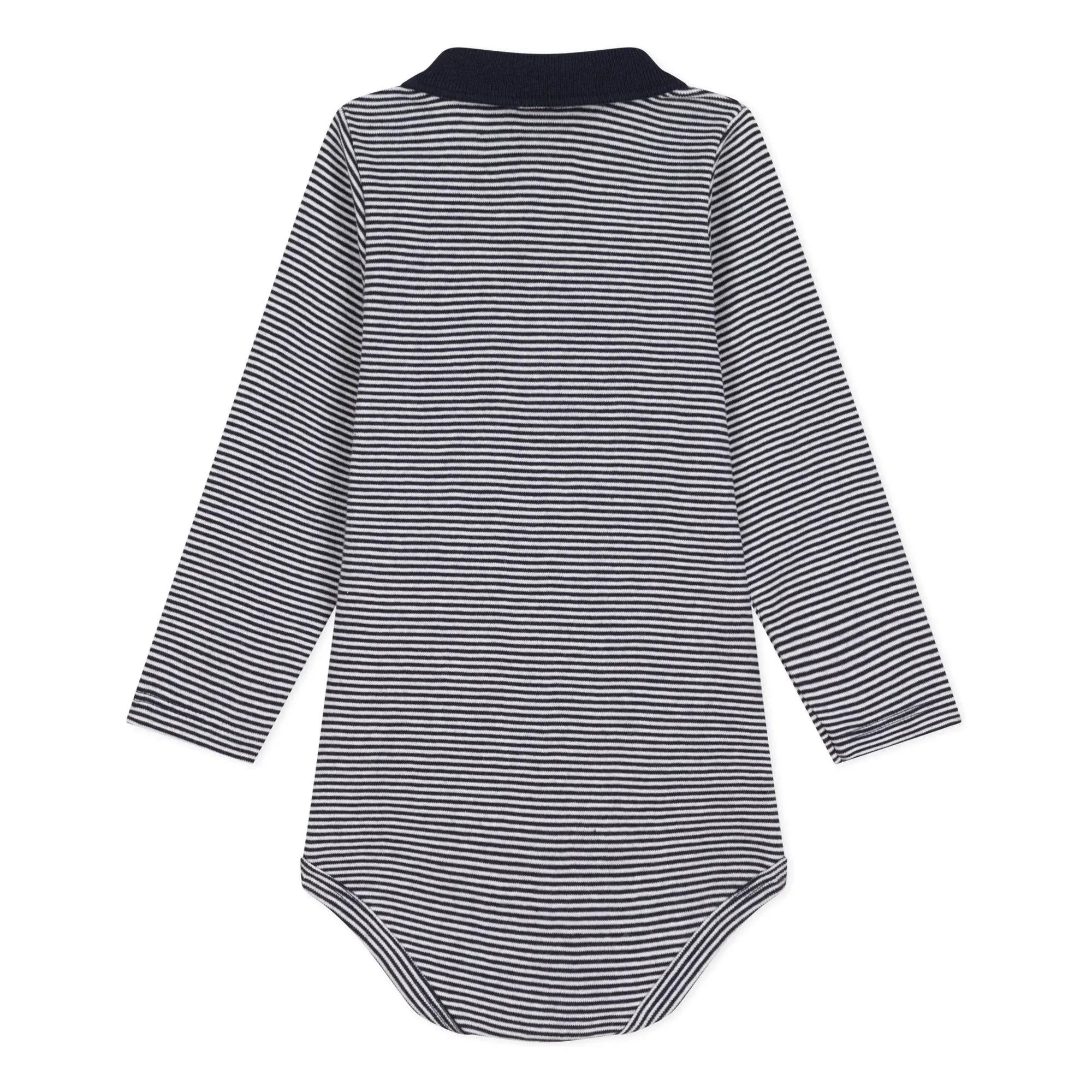 Petit Bateau - Çizgili органik pamuklu polo body | Lacivert