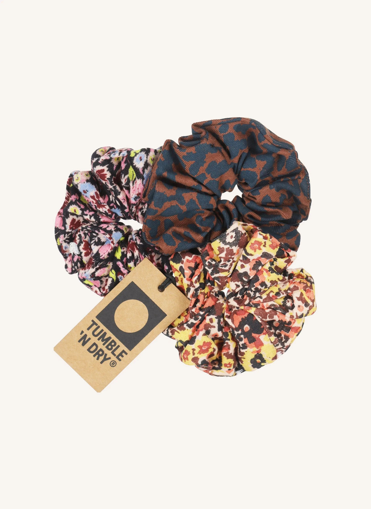 Tumble N'Dry - 3er Set Blumenmuster Scrunchies | Blau