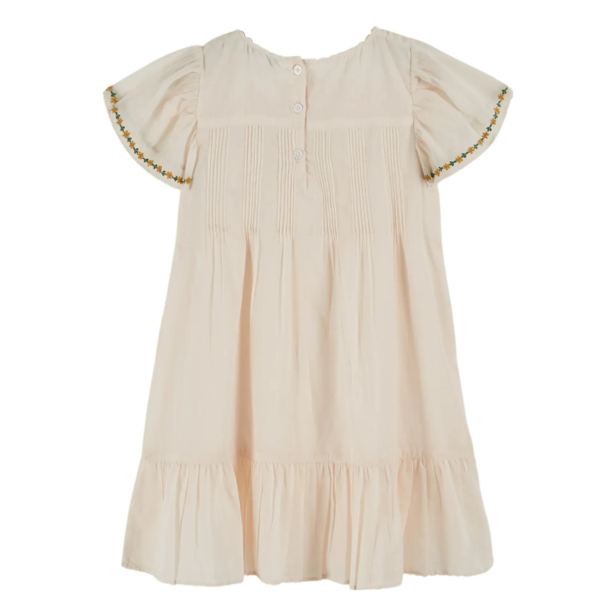 Emile et Ida - Kleid mit Blumenstickerei | Creme