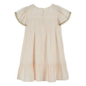 Emile et Ida - Kleid mit Blumenstickerei | Creme