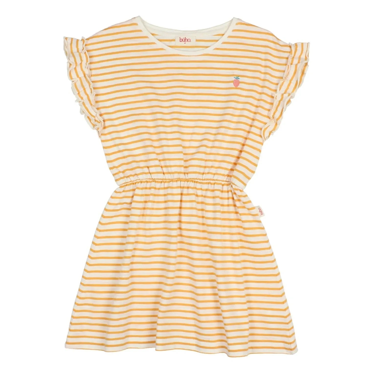 Búho - Gestreiftes Strickkleid Erdbeere Bio-Baumwolle | Gelb