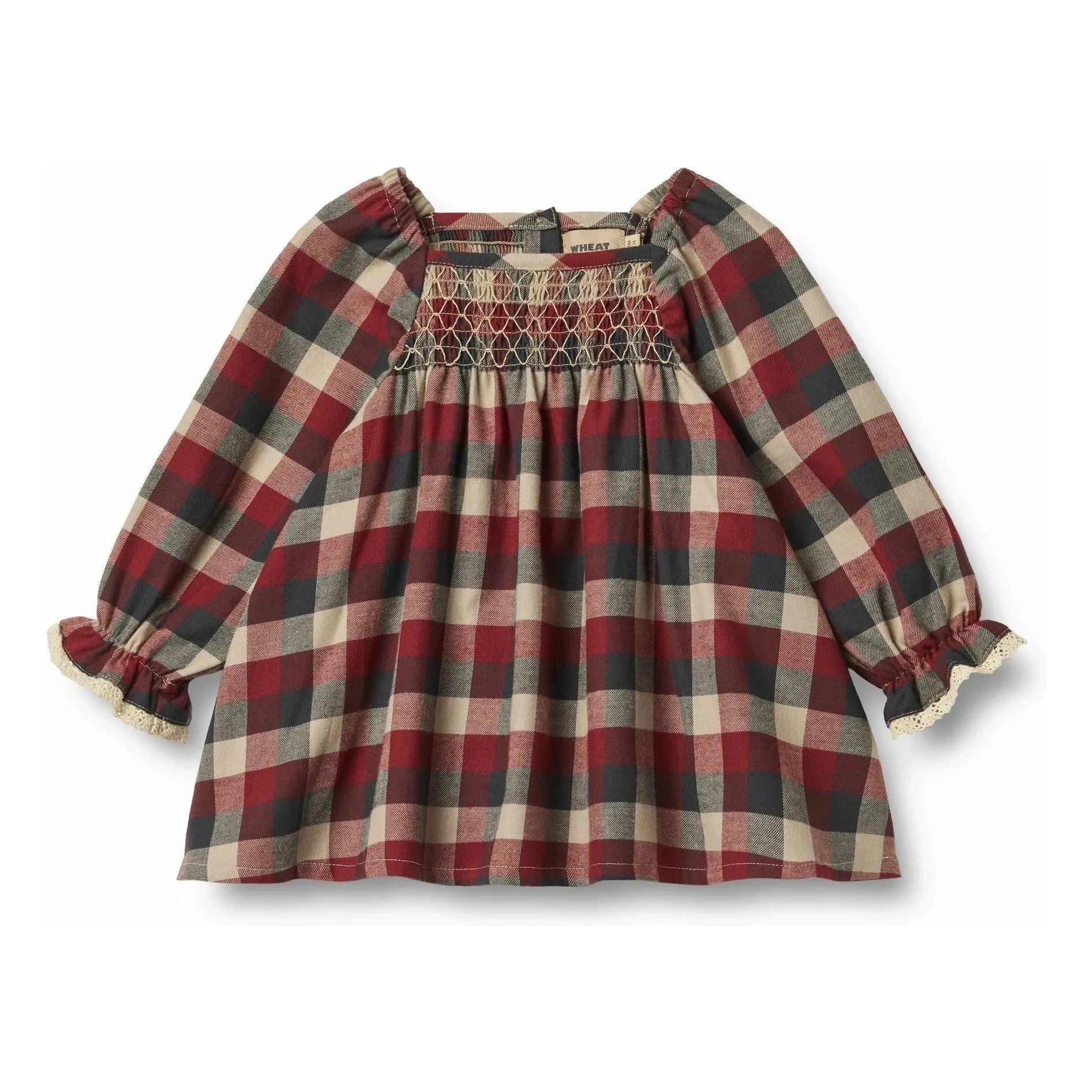 Wheat - Bella Kleid Kariert aus Bio-Baumwolle | Rot