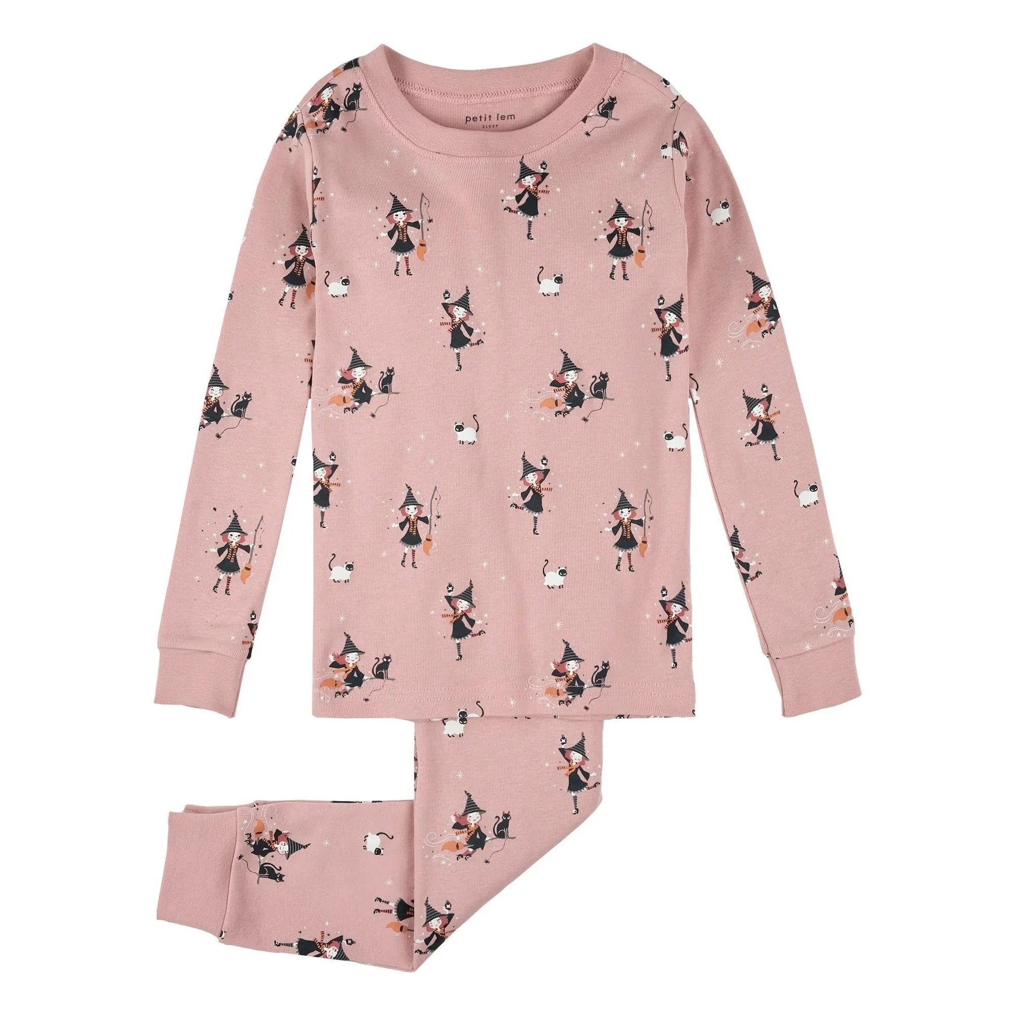 Petit Lem - Leuchtende Hexen Bio-Baumwoll-Pyjama | Pink