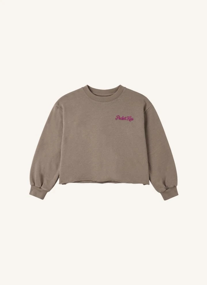 Smallable Kid - Plum Pocket Kiss Organische Baumwoll-Sweatshirt | Eisbraun