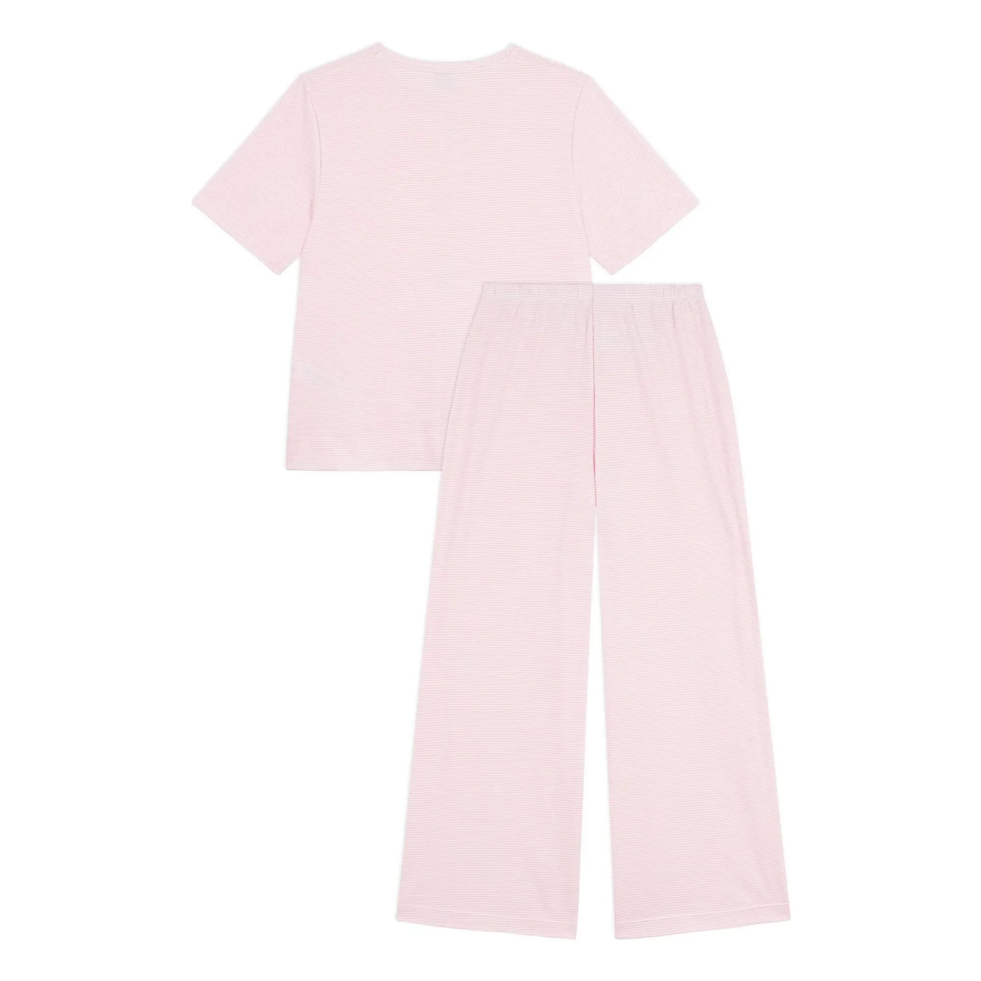Petit Bateau – Schlafanzug aus Bio-Baumwolle mit Streifenmuster | Rosa