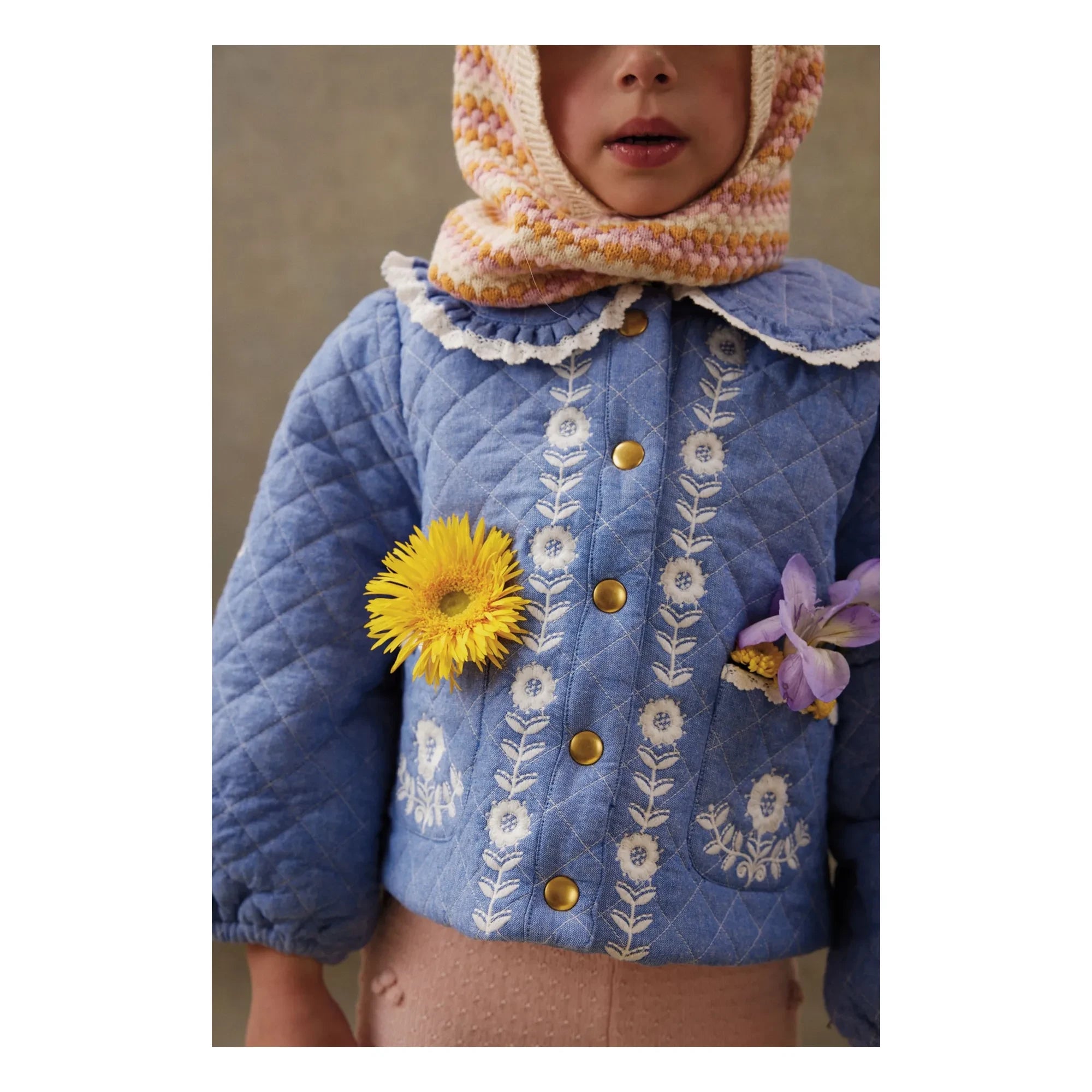 Louise Misha - Jouliana Chambray-Mantel aus Bio-Baumwolle | Blau