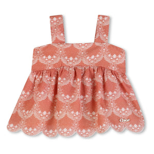 Chloé - Bio-Baumwoll-Oberteil und Bloomer-Set | Pfirsich