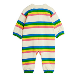 Mini Rodini - Gestreifter Strampler aus Bio-Baumwolle | Ecru