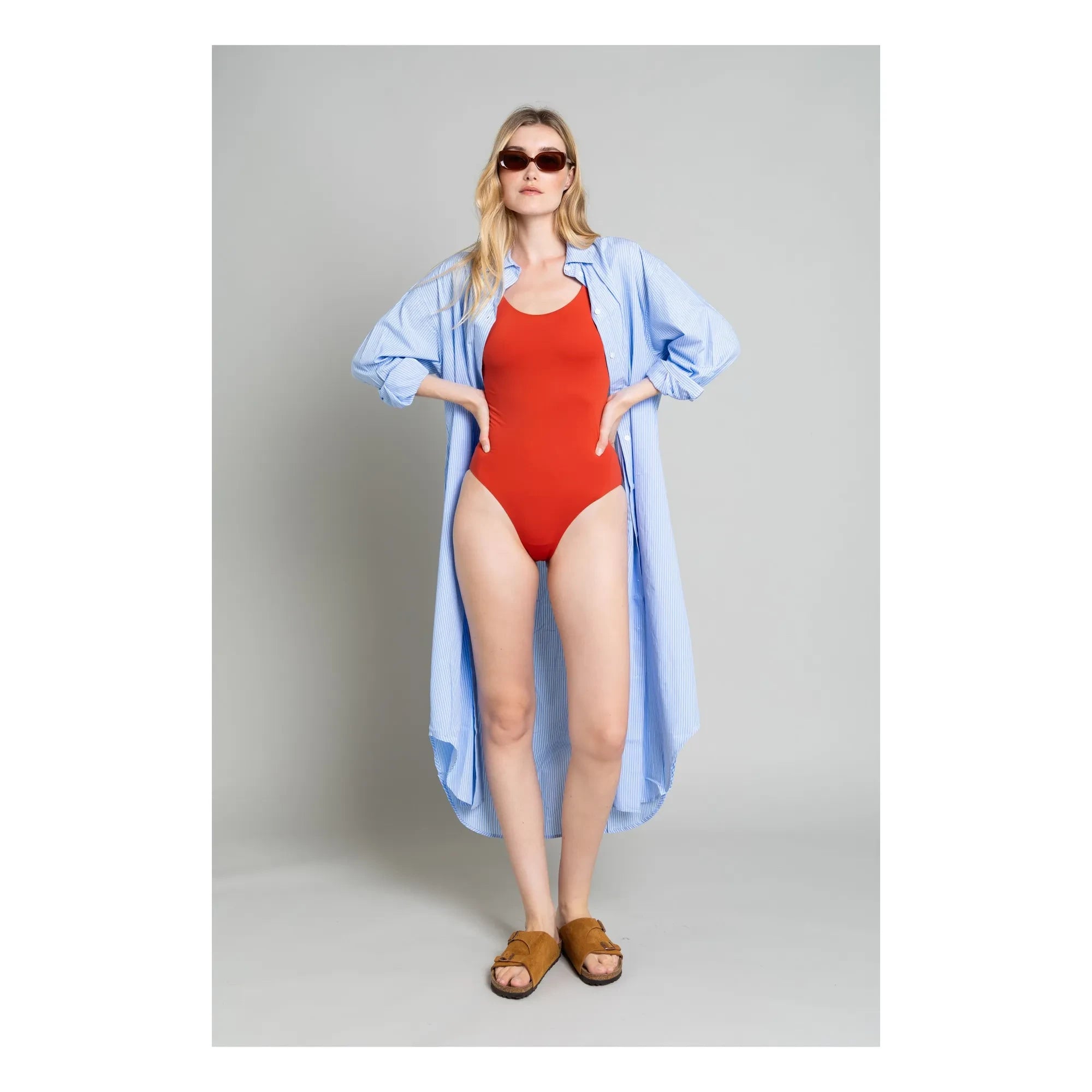 Smallable Woman - Melissa Gestreiftes Hemdkleid | Hellblau