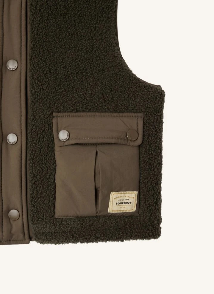 Bonpoint - Koyu Yeşil Junior Sherpa Kolsuz Mont