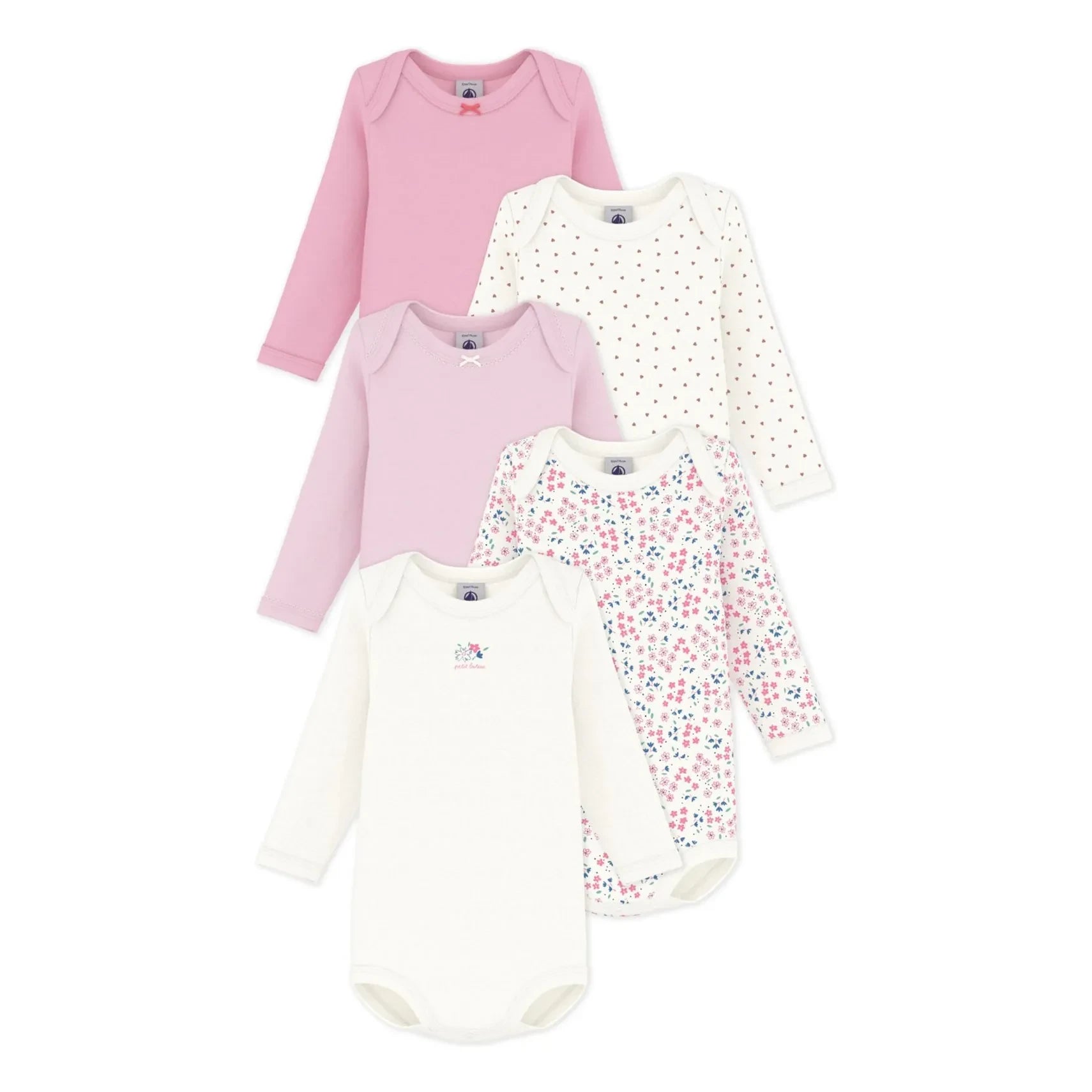 Petit Bateau - 5er Pack Bio-Baumwoll-Bodys mit Blumenmuster | Rosa