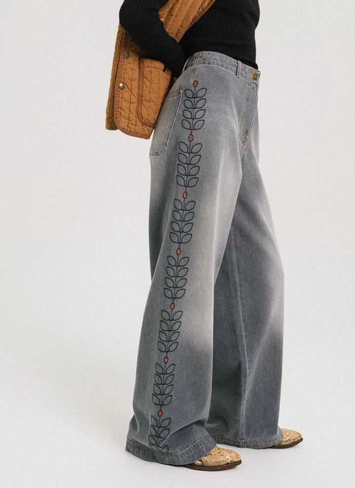 Tinsels - Edel Baumwollbestickte Jeans | Denim Grau